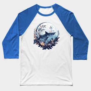 vintage shark art Baseball T-Shirt